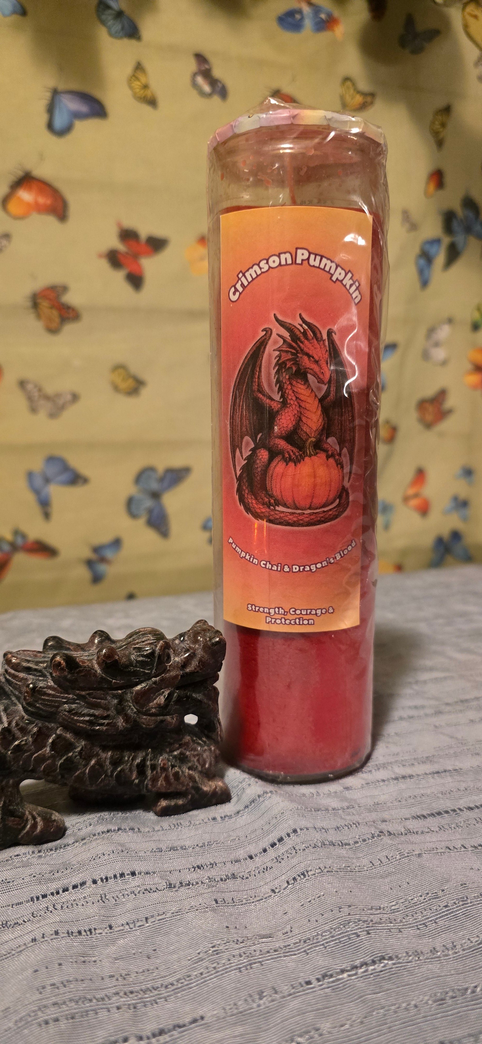 Crimson pumpkin scented intention candle