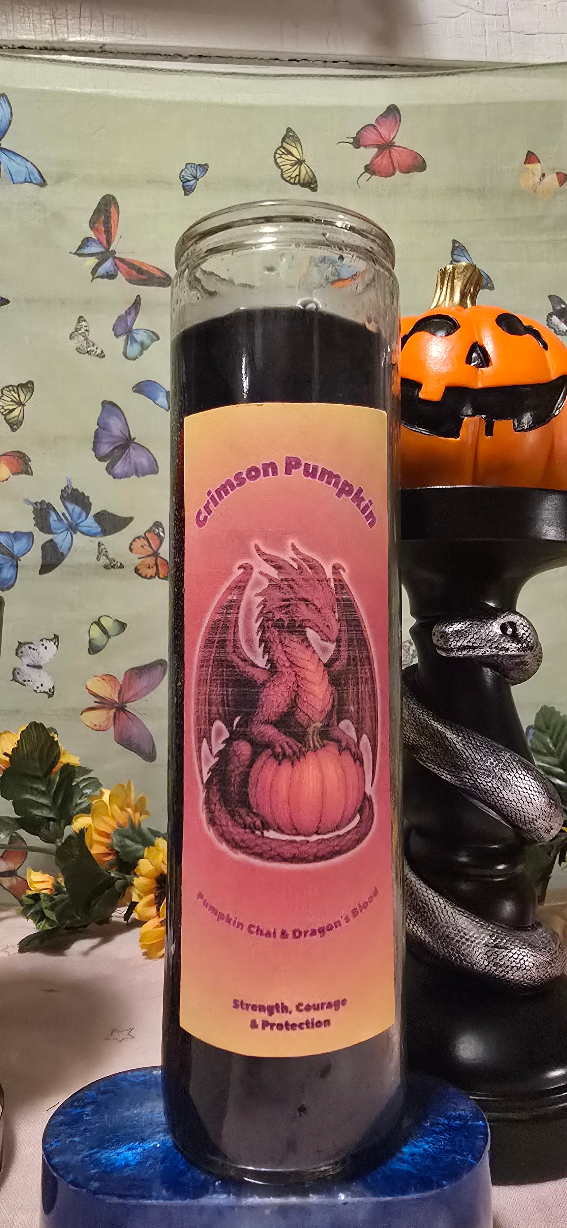 Crimson pumpkin scented intention candle